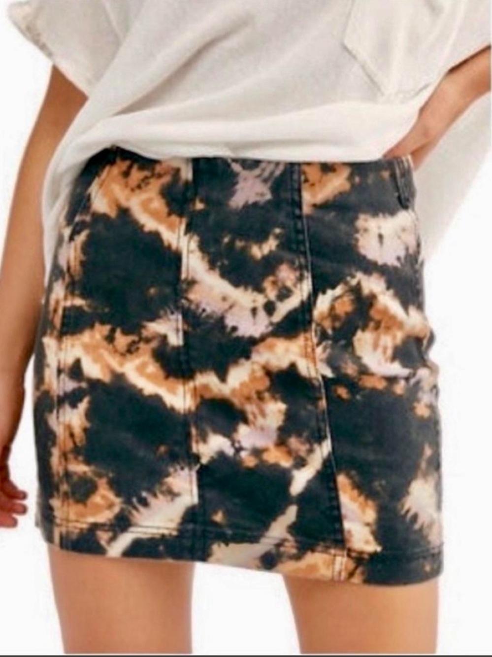 NWT $60 Free People Tie-Dye Panel Mini Skirt [ SZ 6 ]